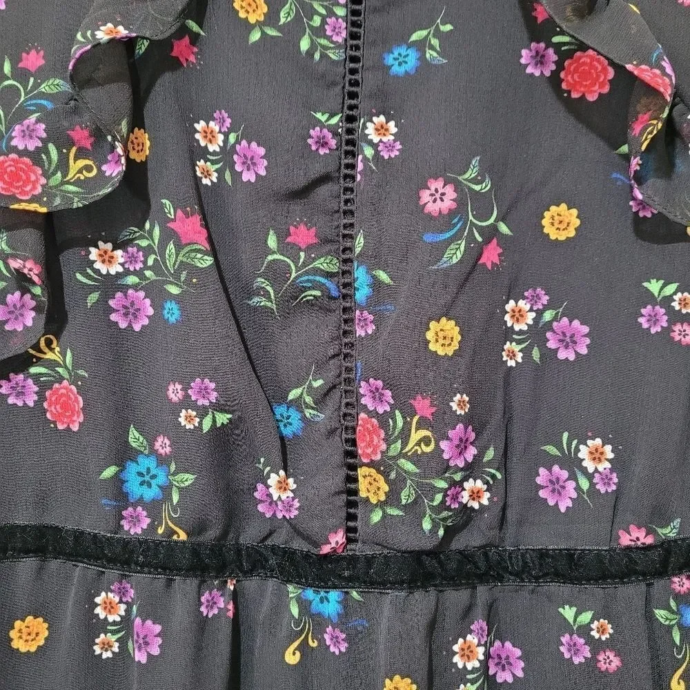 D-Signed girls‎ black floral coco ruffle dress size L(14/16)